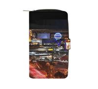 RTSEBVN Portafoglio in pelle multifunzione portafoglio lungo moda Las Vegas Night City stampa borsa in pelle con per donne e uomini, stile, 19.7x11x3.5cm, portafoglio in pelle
