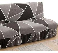 RTSFKFS Fodera per Divano Letto Senza Braccioli con Gonna, Nero/Rosso/Grigio 2 Posti Elasticizzato Copridivano Clic Clac Letto Senza Braccioli Sofa Cover Divano Protector Slipcovers con Orlo Elagante