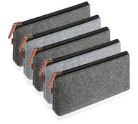 RTSHUK 5 astucci in feltro, 22 x 11 cm, astuccio in feltro con chiusura lampo, per cosmetici, in feltro, multifunzionale, per penne, matite, ufficio, scuola, pennarello (grigio)