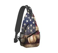 RTSTNMBD Zaino a tracolla per uomo donna borsa a tracolla bandiera americana e baseball borsa da petto marsupio marsupio per escursioni all'aperto