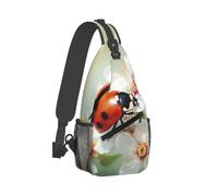 RTSTNMBD Zaino a tracolla per uomo e donna, borsa a tracolla con farfalla coccinella fiore borsa da petto marsupio per escursioni all'aperto