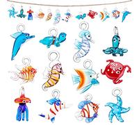 Rtteri 12 ornamenti natalizi in vetro, a forma di cavalluccio marino, con corda da 3,3 cm, ornamenti da appendere per albero di Natale a tema spiaggia, matrimoni, casa, progetti fai da te