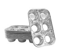 RTUDOPUYT 15 teglie usa e getta per muffin, 6 tazze in alluminio, dimensioni standard per cupcake, muffin e mini torte