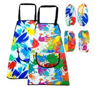 RTUOHUIN 2 grembiuli da pittura per bambini dai 6 ai 10 ai 12 anni, per bambine e bambini, impermeabili, con maniche e grandi tasche, per la scuola, l'arte, il fai da te, Graffiti 2, 45 x 60 cm