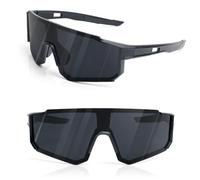 RTUOHUIN Occhiali Rapidi da Ciclismo UV400 Occhiali da Sole Sportivi TR90 Montatura Flessibile Occhiali Protettivi Rapidi per MTB, Bici da Strada, Sci, Corsa - Nero