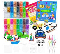 RTUOHUIN Set di 8600 perline da stirare, 48 colori, 5 mm, grandi, 90 motivi con piastra, carta da stiro, pinzette a partire dai 6 anni, per bambini, Halloween, Natale, Pasqua, compleanno