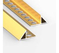 RTVGNSZSJL Striscia di Transizione Alluminio per Piastrelle E Pavimenti 125cm 2 Pezzi Profilo Terminale A Rampa per Piastrelle，Profilo di Transizione Muri(Gold,L90xW1cm(36x2/5))