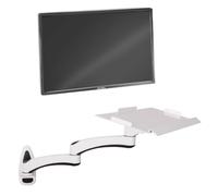 RTVGNSZSJL Supporto A Muro per Tastiera, Vassoio per Tastiera in Alluminio Regolabile, Vassoio Girevole, Regolazione Multidirezionale, Bianco/Nero(White,Elongated)