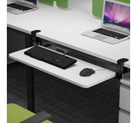 RTVGNSZSJL Vassoio per Tastiera sotto La Scrivania Estraibile, Estensione Mouse, Supporto Tastiera con Abrazadera C, Piattaforma Scorrevole per Computer(White,52x25cm(20x10in))