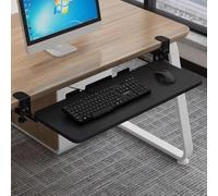 RTVGNSZSJL Vassoio per Tastiera sotto La Scrivania Estraibile, Estensione Mouse, Supporto Tastiera con Abrazadera C, Piattaforma Scorrevole per Computer(Black,75x25cm(30x10in))
