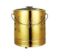 Rtyuioaz Barile in acciaio inox con fodera e griglia, gabbia per bruciare all'aperto coperta, barile portatile con gancio per fuoco, cestino inceneritore da esterno per carta, foglie e rifiuti (oro