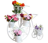 Rtyuioaz Supporto per fiori a forma di bicicletta in metallo con cestini, espositore per vasi da fiori, carrello per piante vintage in ferro, per interni ed esterni, giardino, patio, cortile