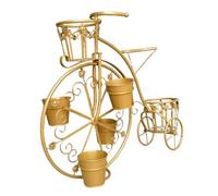 Rtyuioaz Supporto per fiori a forma di bicicletta in metallo, con cestini, espositore per vasi da fiori, in ferro, stile vintage, per interni ed esterni, giardino, patio, cortile, decorazione (dorato)