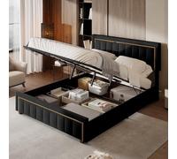 RTYUSWL Letto matrimoniale imbottito 140 x 200 cm, letto idraulico 140 x 200 cm, con rete a doghe e testiera, letto matrimoniale per ragazzi e ragazzi, letto matrimoniale con spazio di archiviazione