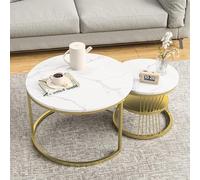 RTYUSWL Set di tavolini da caffè rotondi da 2,70 cm, piccolo tavolino da caffè impilabile con piedini regolabili antiscivolo, tavolini minimalisti per soggiorno e ufficio (oro)