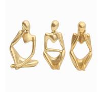 RTYUSWL Statua del Pensatore in Oro da 3 Pezzi, Decorazione di Arte Astratta, Statuetta di Yoga Zen, per Scaffali del Soggiorno, Libreria, Ufficio, Decorazione del Desktop(Oro)
