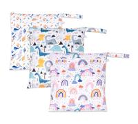 RUACDIQ 3 pezzi Wetbag Pannolini Riutilizzabile, Borsa per Pannolini con cerniera, per Viaggi Spiaggia Piscina Gym, Bambino Bag per Viaggi Gym Vestiti