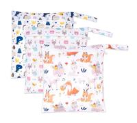 RUACDIQ 3 pezzi Wetbag per asilo, borsa per pannolini, borsa per pannolini, borsa bagnata e asciutta, borsa per pannolini con chiusura lampo, per viaggi, spiaggia, piscina, multicolore, M, Stile C-3