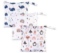 RUACDIQ 3 pezzi Wetbag per asilo, borsa per pannolini, borsa per pannolini, borsa bagnata e asciutta, borsa per pannolini con chiusura lampo, per viaggi, spiaggia, piscina