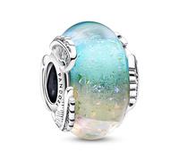 Ruaidhra Ciondolo in argento Sterling con vetro di Mrano, catena di sicurezza a forma di fiore, con chiusura a clip, per braccialetti, collane, charm da donna, Argento sterling