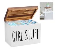 Ruaizel Contenitore per tamponi per bagno, versatile scatola portaoggetti per assorbenti igienici, scatola portaoggetti in legno, organizer in legno rustico con coperchio, organizer per donne