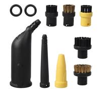 Ruaizel Set di Spazzole Rotonde e Boccaglio Accessori per Pulitori a Vapore SC1 SC2 SC3 SC4 SC5 SC7 CTK10 CTK20, Ugello Nero Esteso, Accessori per detergenti a vapore spazzola e ugello rotondo (B)