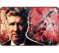 RUAJIL Ritratto di David Lynch retrò divertente targa in metallo cartello in latta, decorazione da parete per esterni casa poster celebrità, dimensioni: 20,3 x 30,5 cm