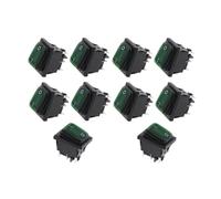 RUAJOGYNVM 10 Pezzi 2D6P-GREEN 30x22mm Interruttore a bilanciere LED Rosso 220V 16A 250VAC KCD4-201 Interruttori DPST 6 Pin