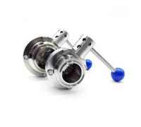 RUAJOGYNVM 1pc Tri Clamp OD38mm Ferrule 50.5mm 304 Stainless Steel Butterfly Valve Homebrew Beer Dairy