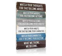 RUAJOGYNVM Affirmation Metal Sign Watch Your Thoughts Inspirational Wall-Art for Bedroom Office Study Motivation Decor 8 X 12 inch