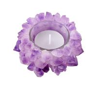 RUAJOGYNVM Amethyst Cluster, Candle Holder Quartz Crystal Votive Home Decor Stone