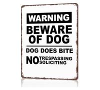 RUAJOGYNVM Beware Of Dog Aluminum Metal Sign Warning Dog Does Bite For Homeowners Front Yard Gate Fence Line Security Decor 8 X 12 inch