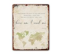 RUAJOGYNVM Biblical Verse Metal Sign Isaiah 6 8 Here Am I Send Me Scripture Decor for Home Wall (8 X 12