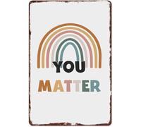 RUAJOGYNVM Distressed Metal Sign Boho Rainbow You Matter for Bedroom or Room 8 X 12