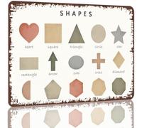 RUAJOGYNVM Earthy Shape Learning Sign Distressed Metal Tin Pattern Discovery Aid Child Space Art 8 X 12 inch