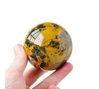 RUAJOGYNVM FengShui Divination Spheres Yellow Pietersite Crystal Ball Display Sphere Quartz Gemstone for Balance Yoga,70~75mm