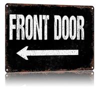RUAJOGYNVM Front Door Arrow Metal Sign Right or Left Direction Funny Tin Sign Vintage Wall-Art for Bathroom Bedroom Patio Porch Decor 8 X 12