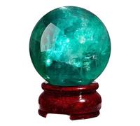 RUAJOGYNVM Green Fluorite Crystal Ball with Stand, Quartz Decorative Stone Sphere for Feng Shui Divination Home Decor Figurine Sculpture,5cm/1.96in