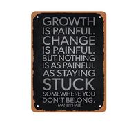 RUAJOGYNVM Growth Change Motivation Metal Sign Stay Unstuck Quote Minimalist Black Typography Wall-Art for Dorm Office 8 X 12