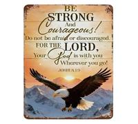 RUAJOGYNVM Joshua 19 Metal Tin Sign Be Strong And Courageous Wall Decor Home Office Eagle Scripture Art Plaque 8 X 12