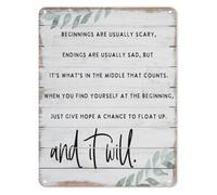 RUAJOGYNVM Life Quote Series Metal Tin Sign Hope Floats It’s What’s in the Middle That Counts Rustic Funny Wall Decor for Home (8 X 12 inch)