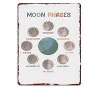 RUAJOGYNVM Moon Phases Educational Reference Aluminum Sign Vintage Wall-Art for Study Room Home Office 8 X 12