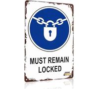 RUAJOGYNVM Must Remain Locked Funny Sign Aluminum Wall Decor for Garage Workshop Storage 8 X 12