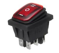 RUAJOGYNVM ON-off-ON 6 Pins 16A 20A 125V 250V AC Car Boat LED Light Rocker Toggle Switch Latching Waterproof Three Positions(Red)