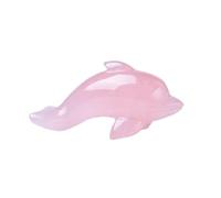RUAJOGYNVM Rose Quartz Dolphin Crystal Figurine - Hand-Carved Raw Stone Sculpture, Ornament for Home Office Décor and