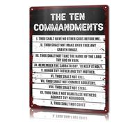 RUAJOGYNVM The 10 Commandments Vintage Tin Sign Faith Based Home Decor Biblical Verse Wall-Art For Prayer Room Or Space 8 x 12 inch