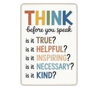 RUAJOGYNVM Vintage Metal Sign Think Before You Speak Kind Words Matter Tin Plaque For Classroom Home Yard Kitchen Porch 8 X 12 inch