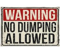 RUAJOGYNVM Vintage Style No Dumping Allowed Warning Sign Metal Tin Plaque for Construction Site Yard Dumpster 8 X 12