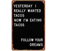 RUAJOGYNVM Vintage Style Tacos Metal Sign for Kitchen Wall Decor Bar Cafe Mexican Restaurant Theme 8 X 12