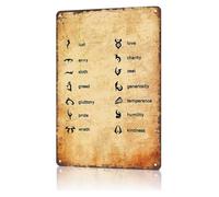 RUAJOGYNVM Witty Metal Sign Seven Deadly Sins And Virtues Symbols Classic Tin Plaque For Dormitory Apartment Studio Hallway Bathroom 8 X 12 inch